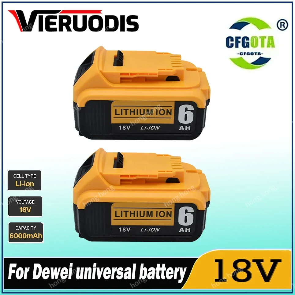 18V 6000mAh rechargeable battery suitable for Dewei DCB184 DCB180 DCB181 DCB182 DCB183 DCB185 18V power tool replacement battery