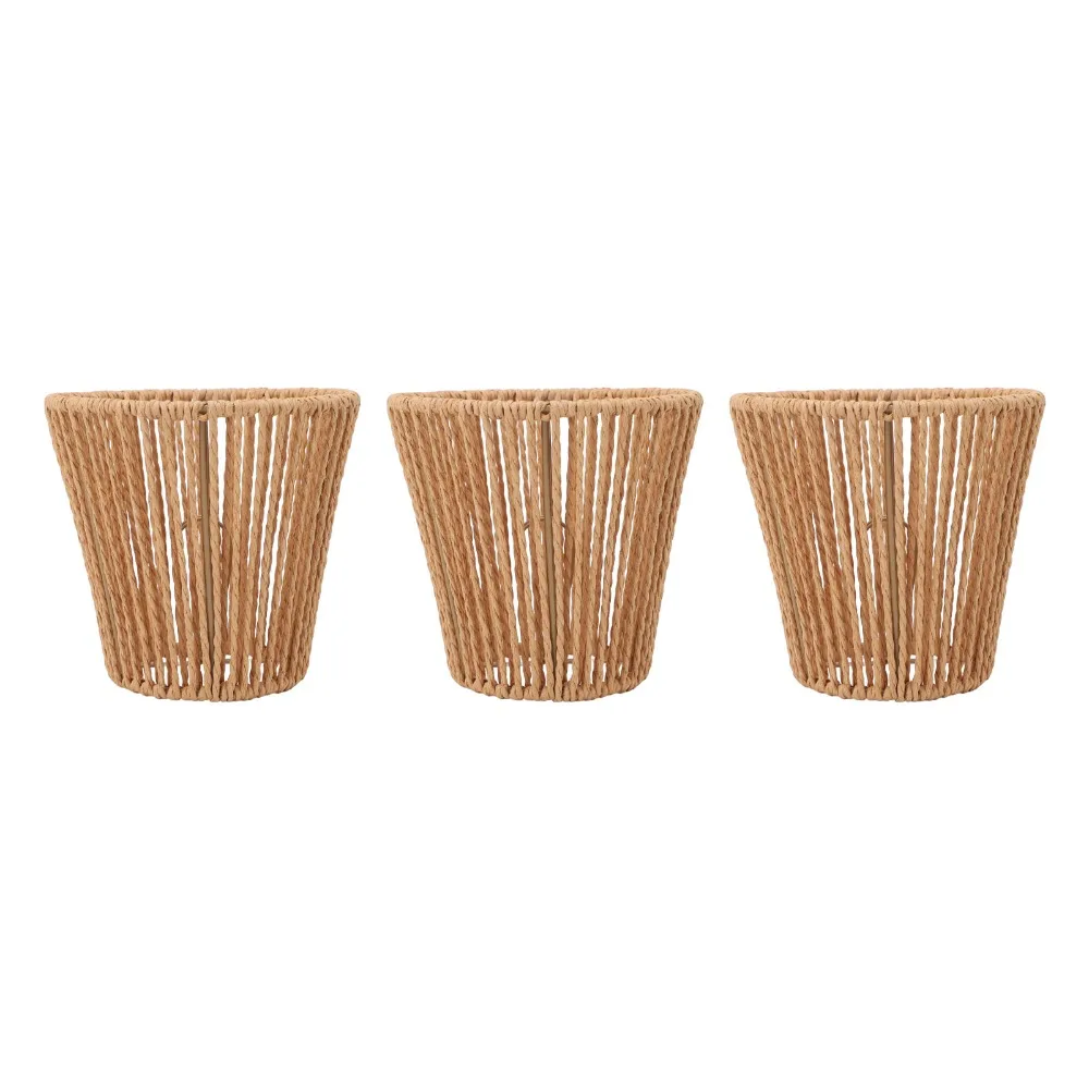 

3PCS Simple Handwoven Rattan Lampshade Clip On Design 5.5 inch Height Lamp Cover Chandelier Lamp Shades Floor Lamp