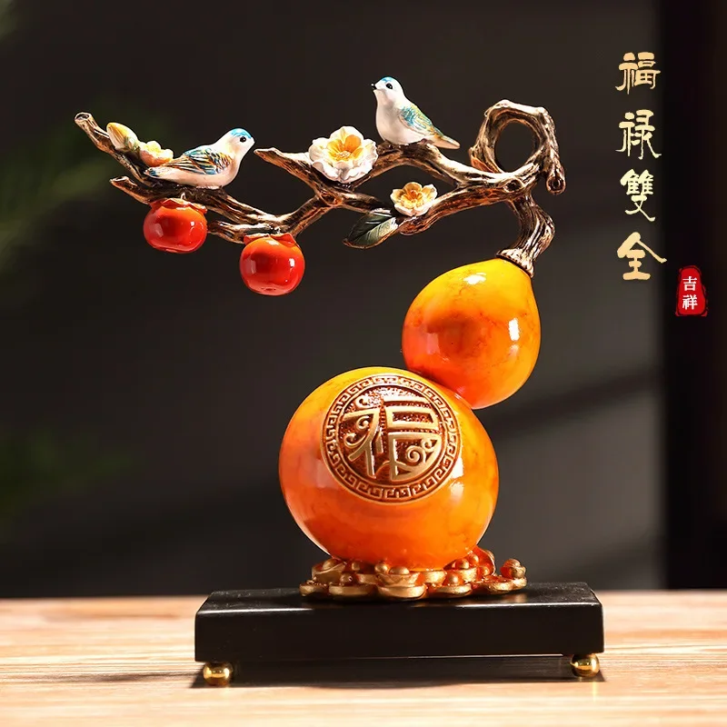 Fu Lu Shuang Quan Gourd Decoration in Chinese Style Creative Finance Office Living Room Decoration