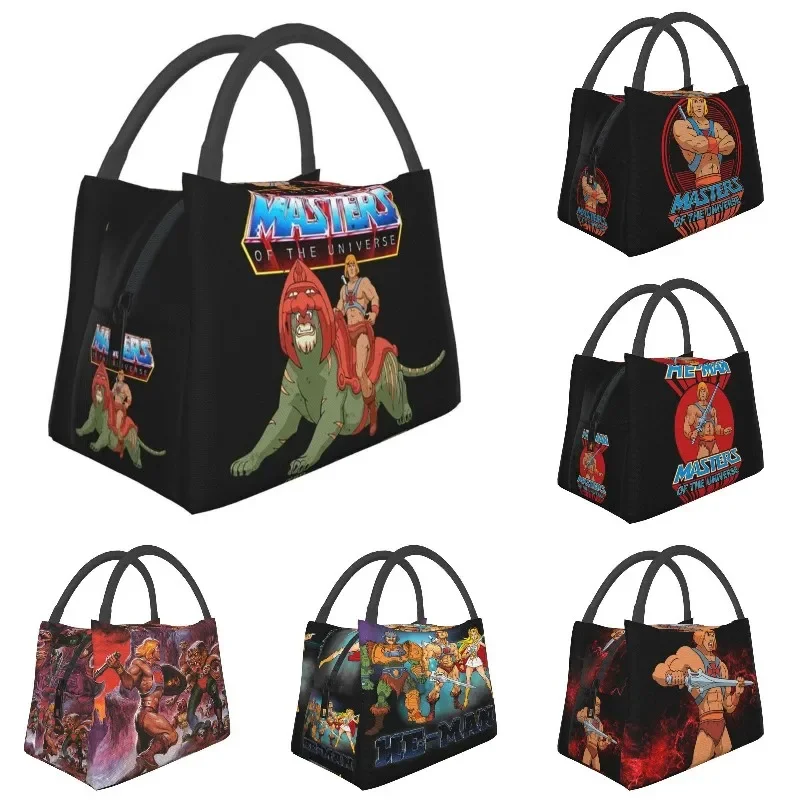 He-Man And Battle Cat Insulated Lunch Bag for School Office Fantasy Movie Masters of the Universe Resuable  Box Women