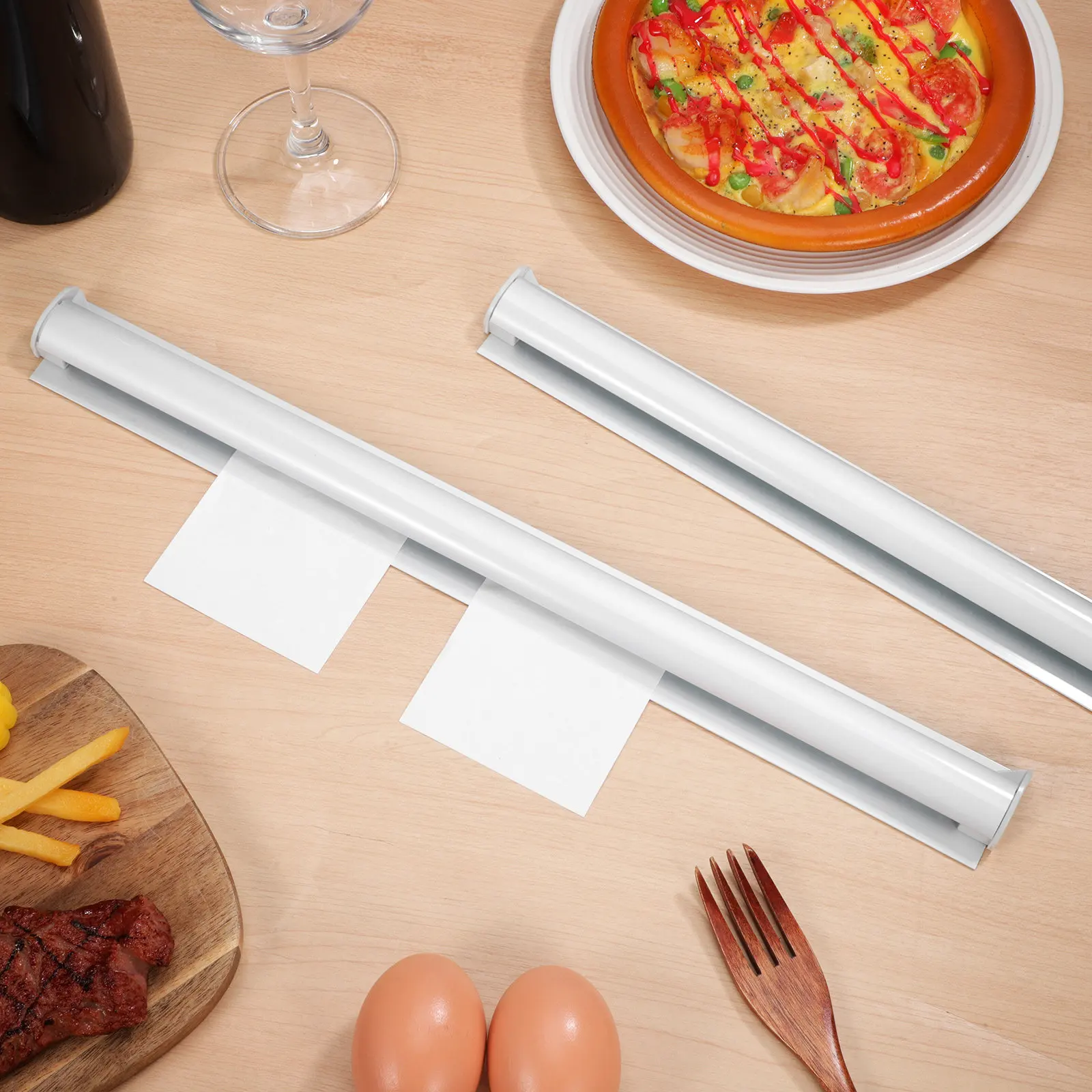 2Pcs Restaurant Order Ticket Holder Wall Mounted Adhesive Slide Rack for Takeout Orders Kitchen Efficiency Aluminum Alloy