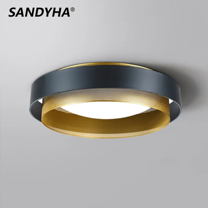 SANDYHA Nordic Round Ceiling Light Lamp Bedroom Living Room Lampadario Soffitto Moderno Luces Led Habitacion Techo  Para Sala