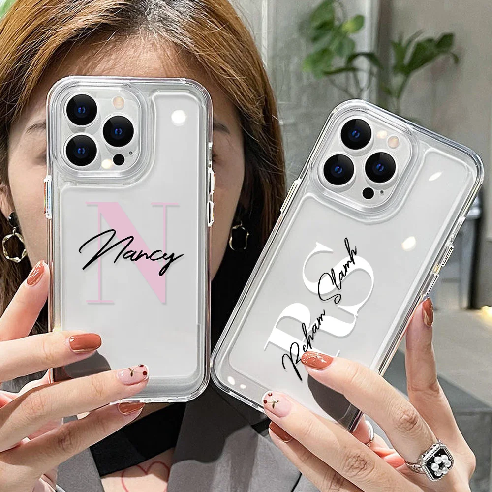 DIY Customi Name Letters Case For Samsung S23 Ultra S23 S22 Plus S20 S21 FE Clear Cases A54 A53 A52 A52S 5G A33 A34 A14 A32 A13