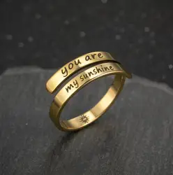 Wholesaler Stainless Steel Adjustable Open Rings For Women Alphabet Engraved New In Knuckle Rings Jewelry Birthday Gifts