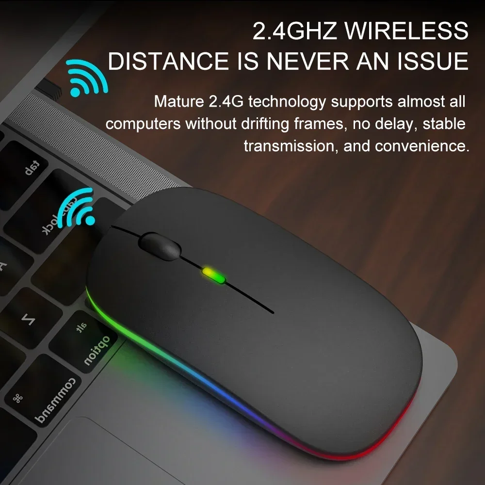 Bluetooth Mouse Wireless Computer Rechargeable Mini Magic 2.4G USB With RGB BackLight Mute Mice For Desktop Laptop Gamer Mouse