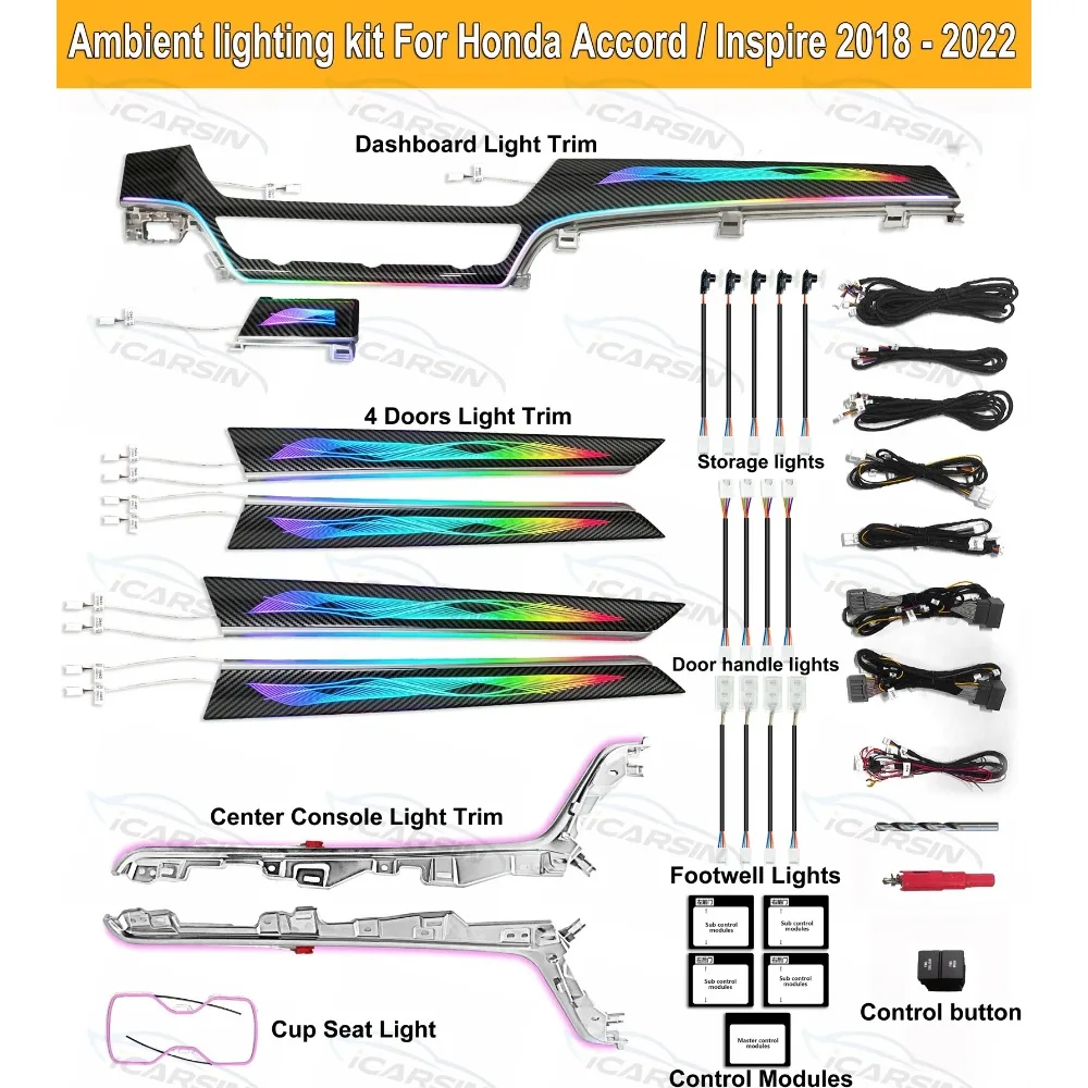 256 Colors Symphony Ambient Lighting Kit for Honda Accord 10th Generation Inspire 2018 - 2020 Interior Light