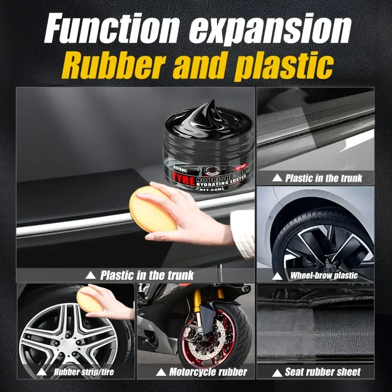 إطار شمعي من الدرجة الصناعية، مظهر رطب يدوم طويلاً، مناسب للأسطح المطاطية والبلاستيكية، مع وسادة إسفنجية صفراء #2