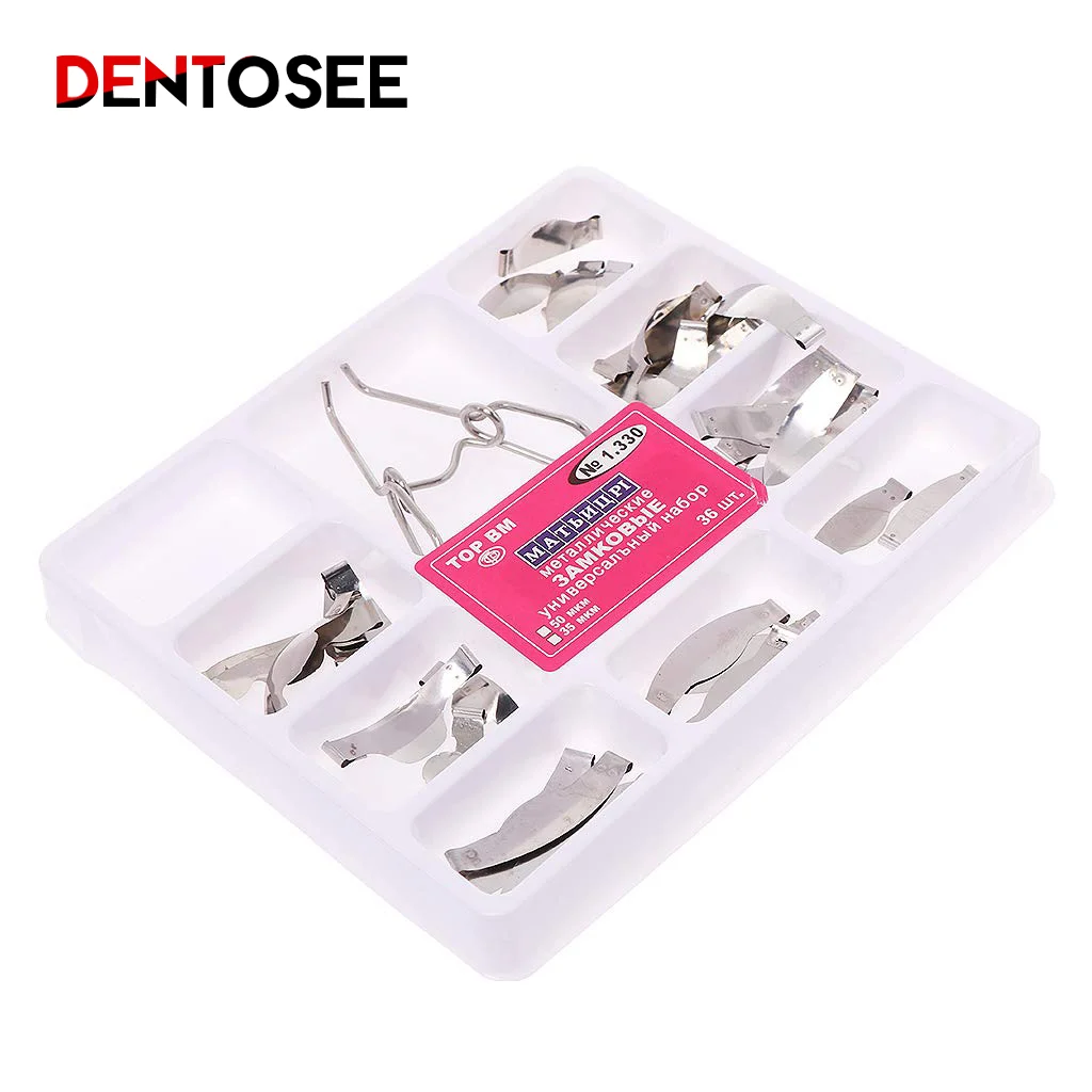 Dental Saddle Contoured Metal Matrices 36 Pcs Dental No.1.330 Sectional Contoured Metal Matrices Full Kit Teeth Replacement