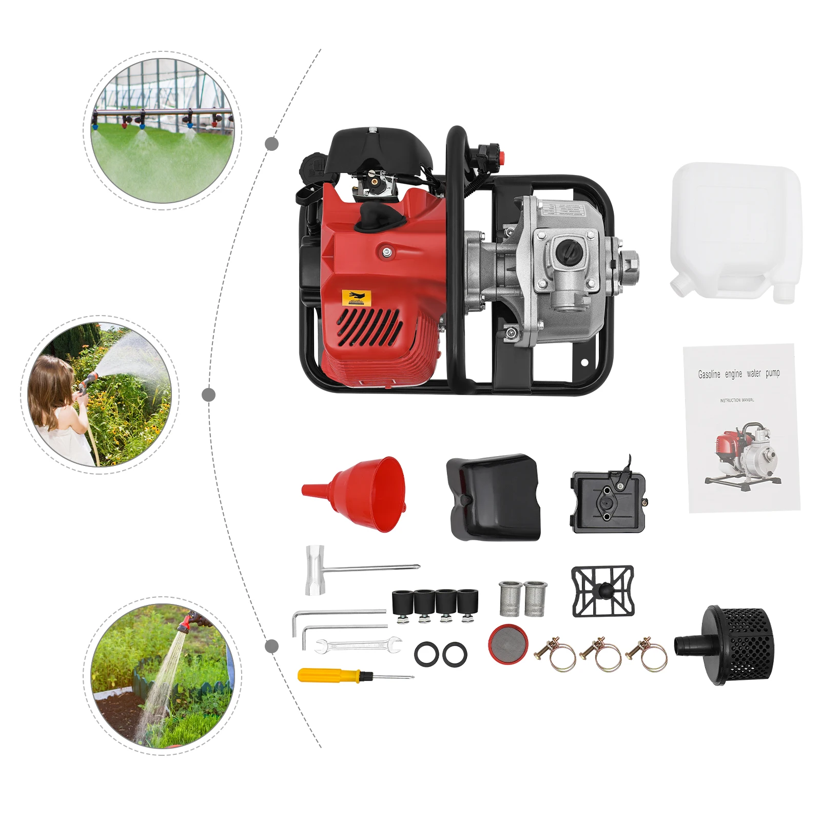 Gasoline Water Transfer Pump 43CC 2 Stroke Engine Gas Powered Petrol High Flow Water Transfer Pump Garden Farm Irrigation Pump