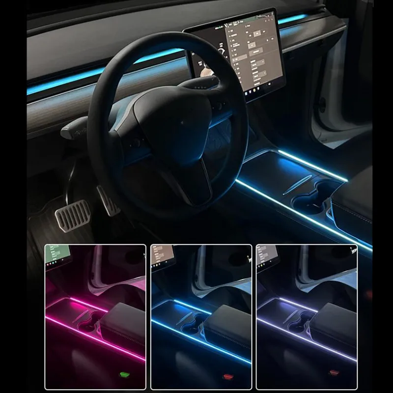 

2set 18 in 1 64 Color RGB Car Ambient Light Interior Acrylic Guide LED Strip Light Decoration Atmosphere Lamp by APP Control