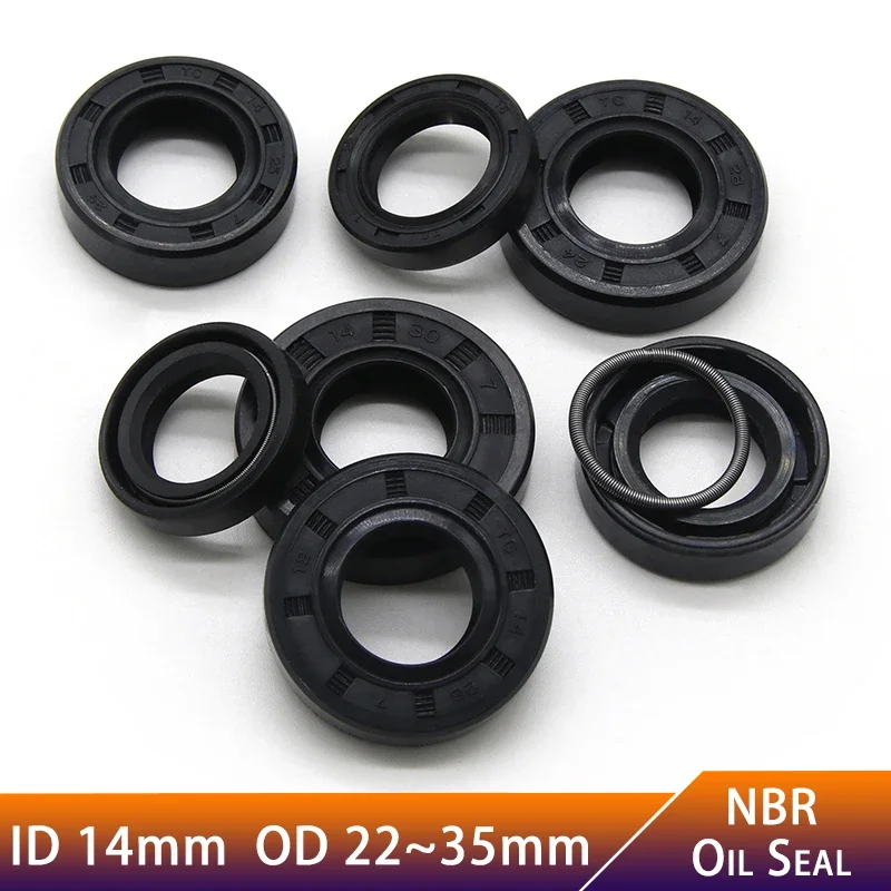 2~10pcs ID14mm OD 22~35mm NBR Nitrile Rubber Shaft Oil Seal TC-14*22/24/25/26/27/28/30/35*5/6/7/8/10 Nitrile Double Lip Oil Seal