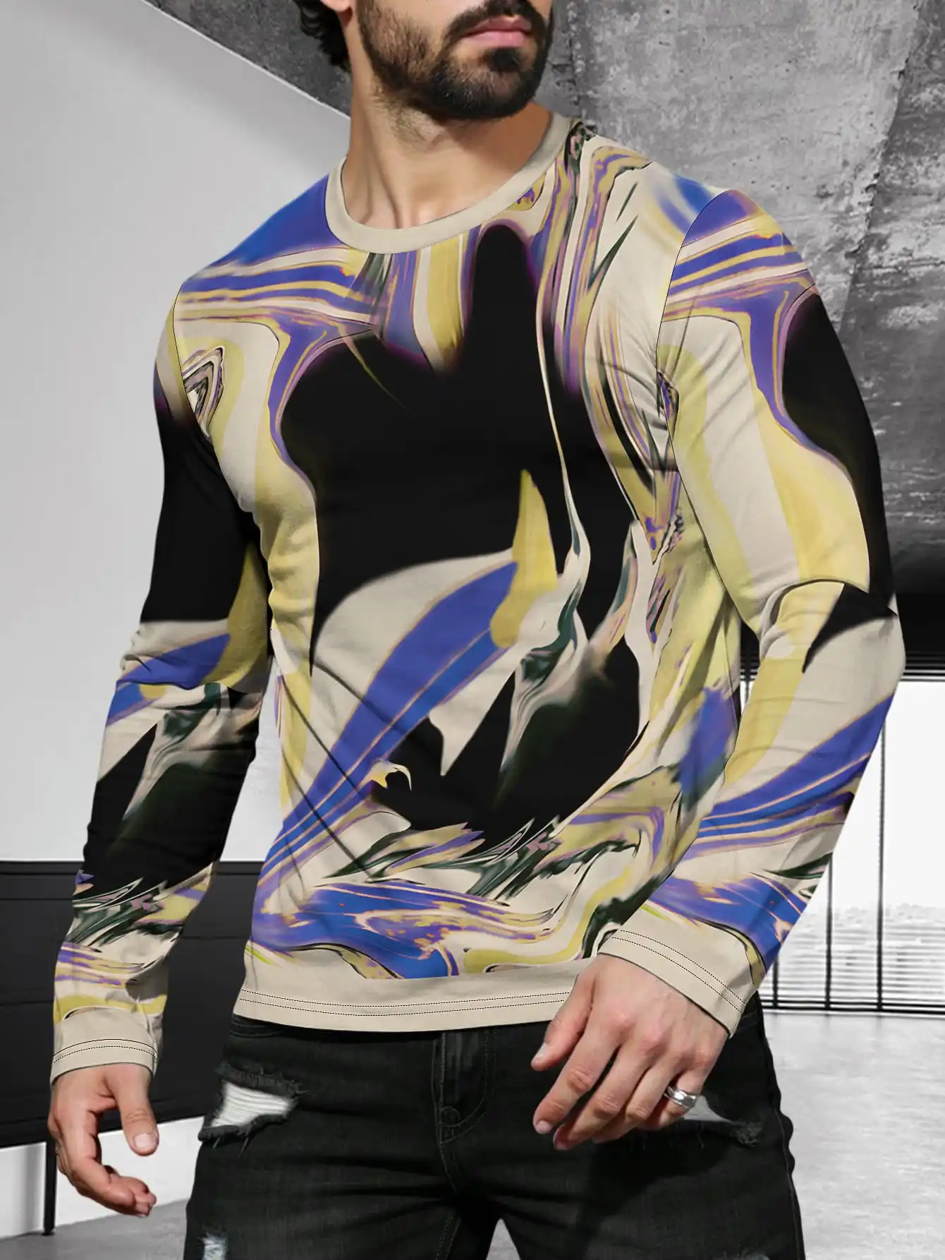 

2025 Новые камуфляжные футболки для мужчин, модные красивые повседневные футболки с длинными рукавами и 3D принтом, весна и лето, модная уличная одежда
