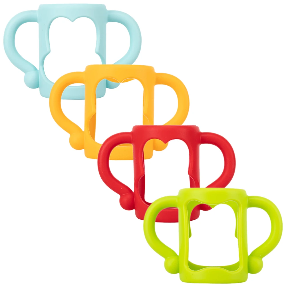 

4pcs Baby Silicone Bottle Handles Grip Bottle Handles Non-Slip Ergonomic Grip Protective Guard Feeding Bottles