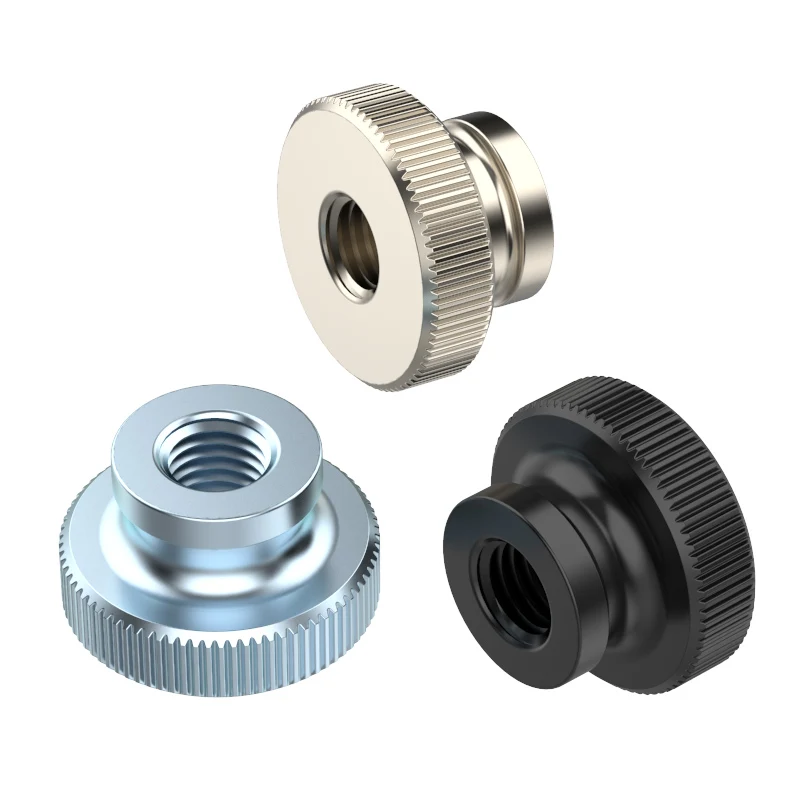 Veekaft 5/10PCS M3 M4 M5 M6 M8 M10 High Head Knurled Fastening Hand Nuts Galvanized Nickel Plated Black Zinc Nut Screw Caps