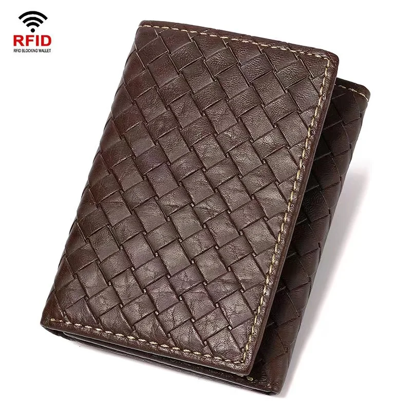 Genuine Leather Wallet Ultra-thin Fold Unisex Purse Credit ID Business Bank Purse Handmade Simple High Quality Handbag