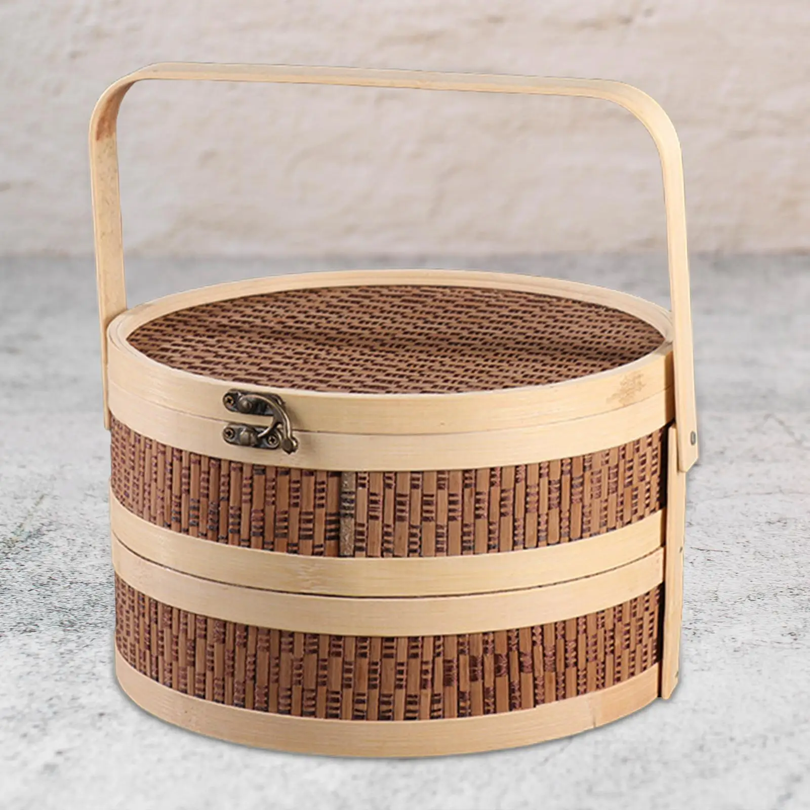 Handwoven Bamboo Picnic Basket with Top Handle Eco Friendly Food Storage Hamper for Camping and Gifts