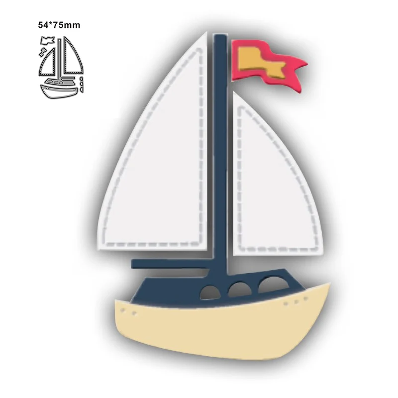 New Small Sailboat Metal Cutting Die Scrapbook Stamp/album Decorative Embossed Diy Paper Card