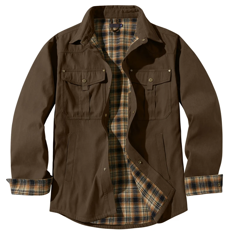 DIMUSI Men Flannel Shirt Jacket Plaid 7