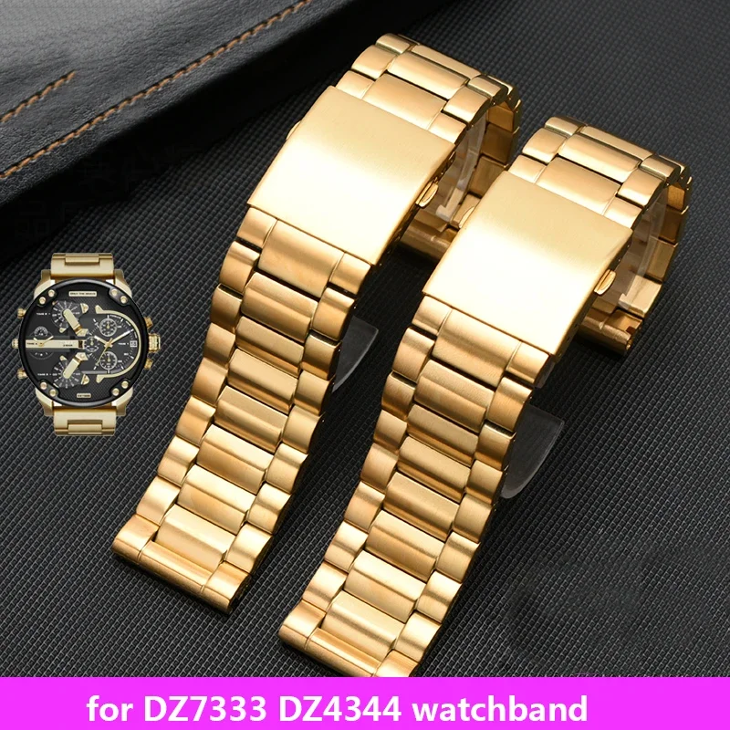high quality stainless steel watchband for Diesel DZ7333 DZ4344 wrist strap men's large dial gold accessories 26 28mm bracelet