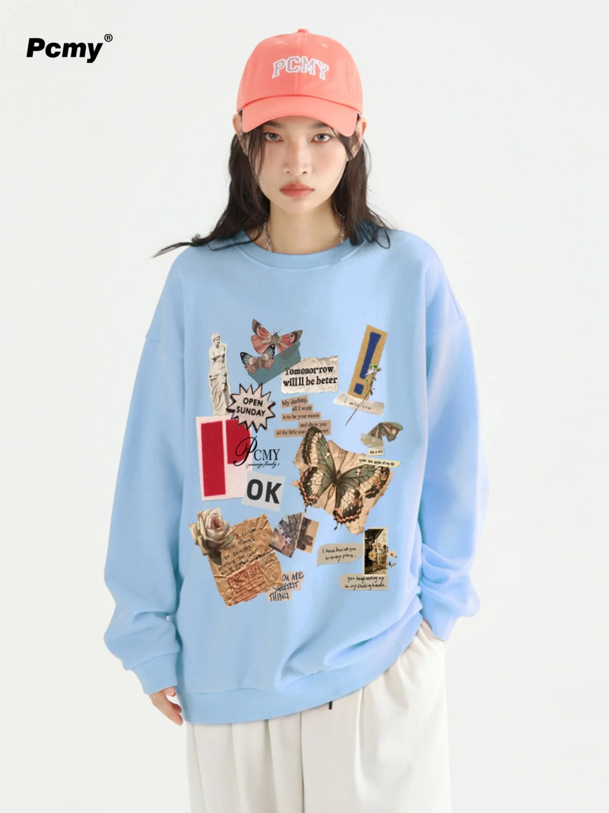 Retro Butterfly Trend Crew Neck Long-sleeved Top 2024 Autumn and Winter New Men and Women Couples High-quality Sweatshirts