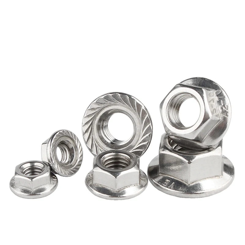 PITCH 0.5-2.5MM 304/316/201 Stainless Steel Hexagon Hex Flange Nuts Serrated Spinlock Locking Nut M3 M4 M5 M6 M8 M10 - M20