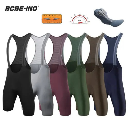 BCBE-ING pantalones cortos con pechera para ciclismo sin costuras para hombre, pantalones cortos con almohadilla de interfaz elástica de Italia de 7 horas, pantalones cortos con pechera para bicicleta MTB