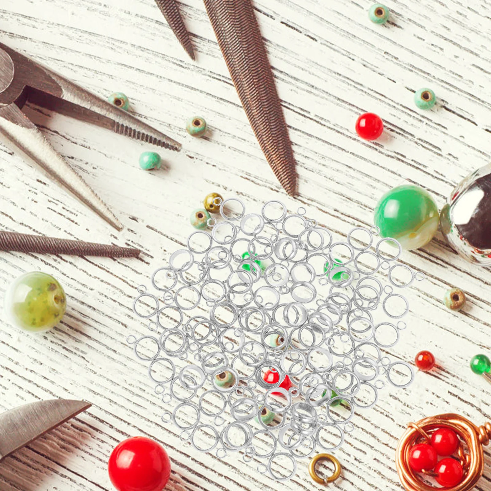 

100pcs Stainless Steel Jewelry Findings 10Mm Bail Bead Connectors For Pendant Necklace Bracelet Making Spacer Tube Links