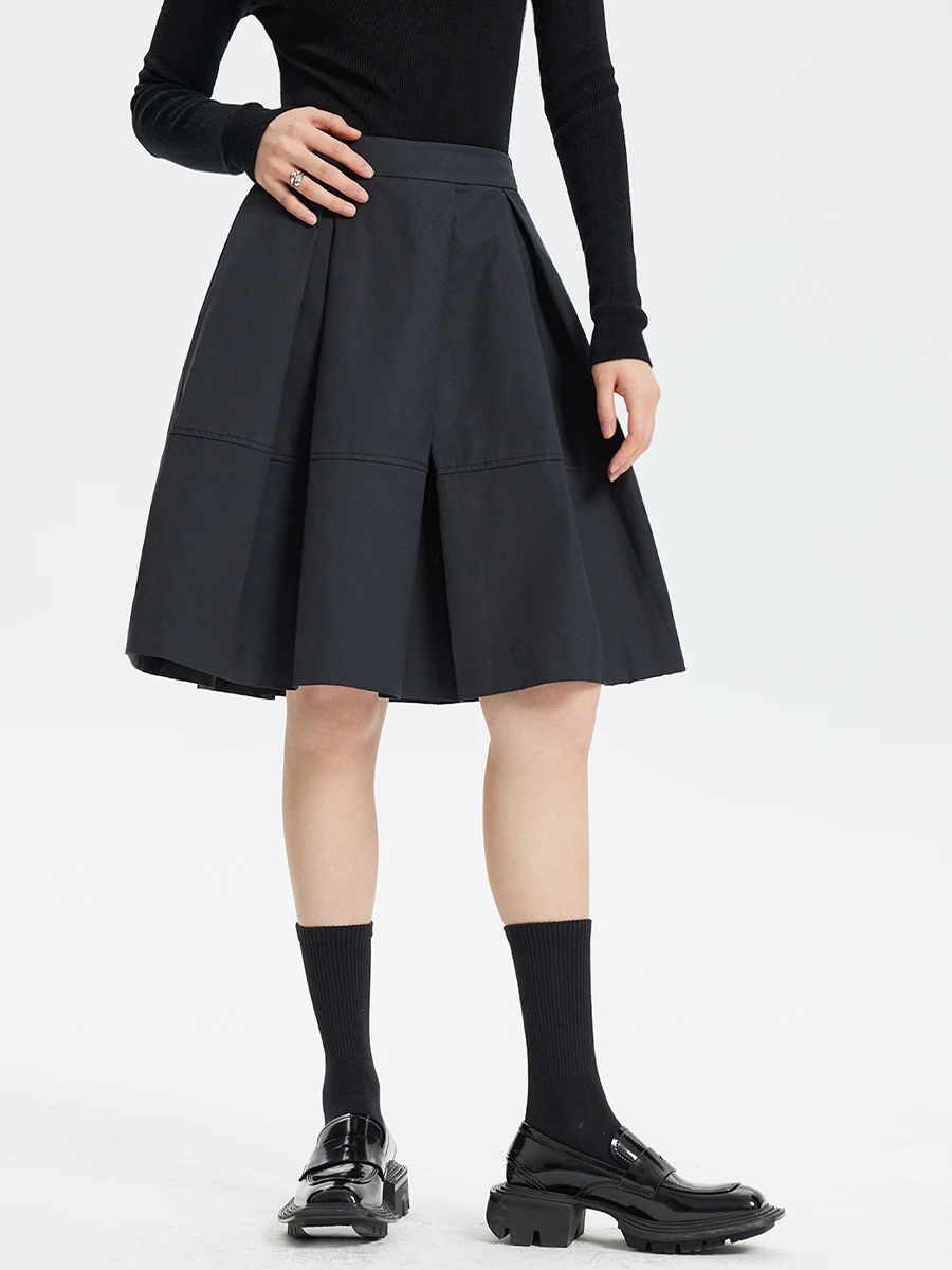 

High Waist A-Line Midi Skirt Women's Design Sense Pleated Vintage Flower Loose Skirt Casual Korean Sle Spring 2025