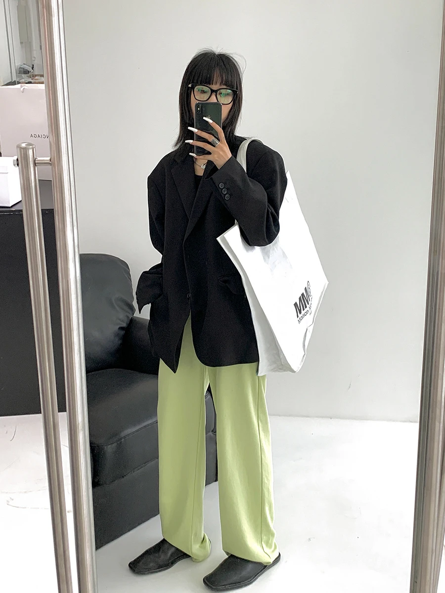 

Черный повседневный женский пиджак, новинка 2024, весенне-осенняя мода, высококачественное пальто из полиэфирного волокна с длинными рукавами E12352