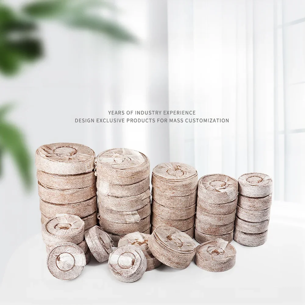 100 Pcs Organic Coco Coir Pellets 40mm/50mm Compressed Coco Coir Fiber Potting Coco Coir Sprout Starter