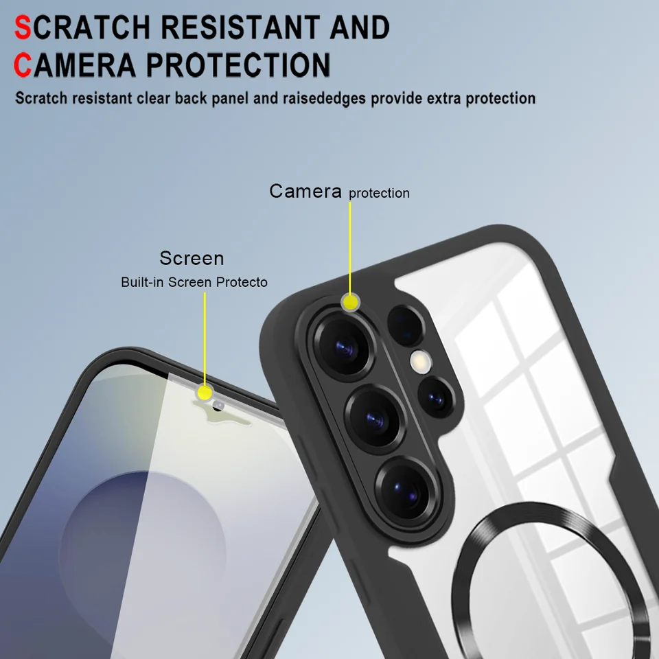 Funda magnética con protección de pantalla PTE de 360 grados para Samsung Galaxy S26 S25 Edge S24 S23 S22 Ultra PLUS FE A07 A56 A36 A26 A16 6