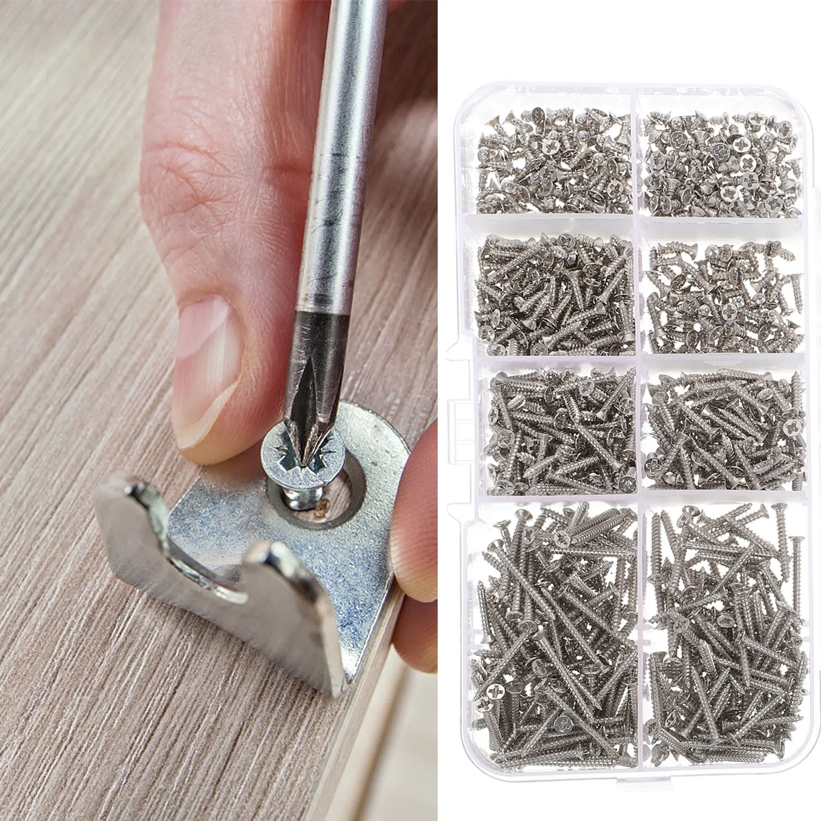

1 Set Countersunk Self-Tapping Flat Head Machine M2 Screws Assortment Kit For Wood Laptop Repair Storage Box High Strength Mini