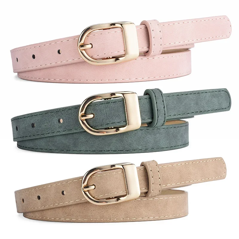 

Width:1.8cm Simple Pu Leather Women's Belt Fashion Trend Jeans Accessories Girdle Goth Retro Y2k Gold Pin Buckle Thin Waistband