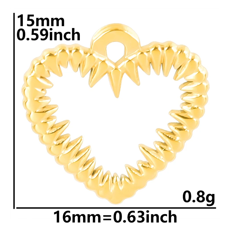 6pcs Y2k Accessories Thorn Heart Bulk Charm For Jewelry Making Bulk Stainless Steel Charm Pendant DIY Titanium Material Breloque image 4