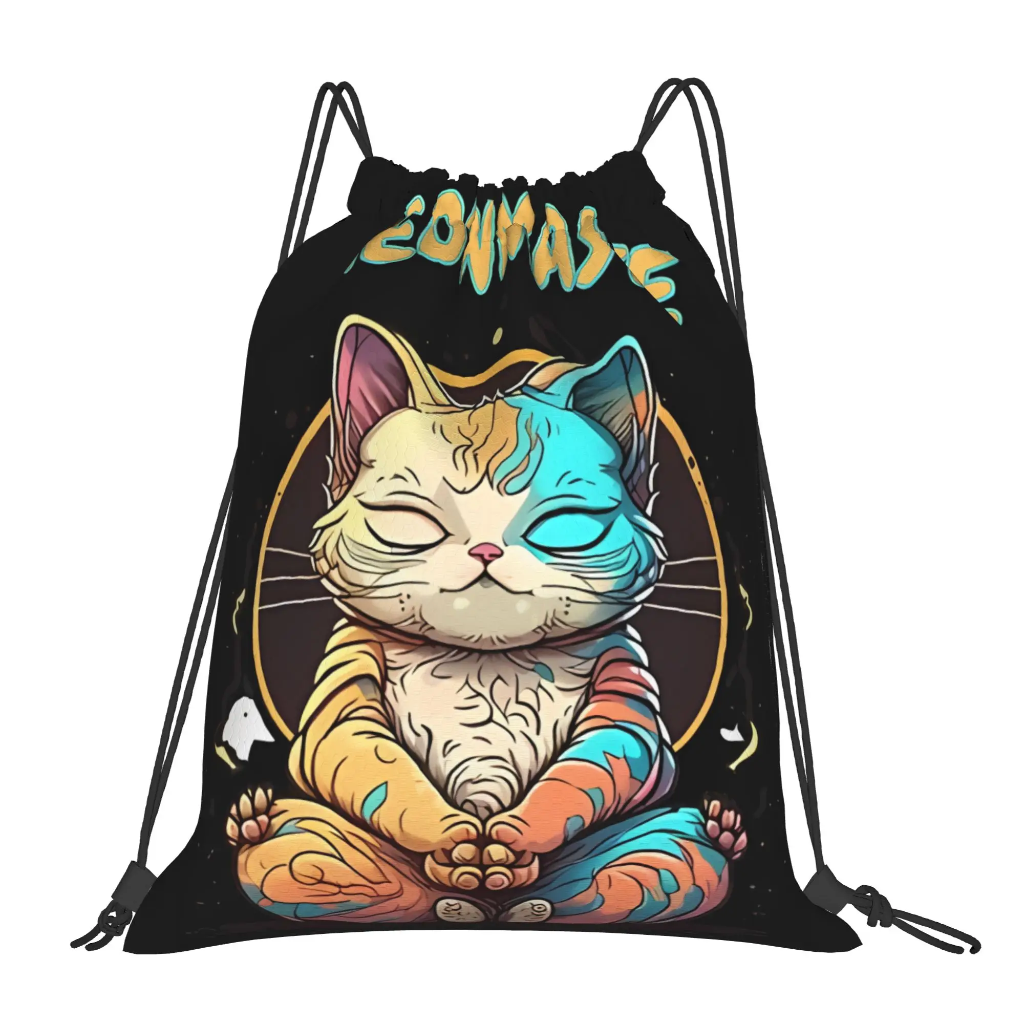 MEOWMASTE, CAT HUMOR Yoga Portable Travel Riding Gym Drawstring Storage Sporty Backpacks