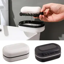 Portable Soap Rack New Waterproof With Cover Soap Container Travel Soap Tray Case Plastic Soap Storage Box Bathroom Gadgets