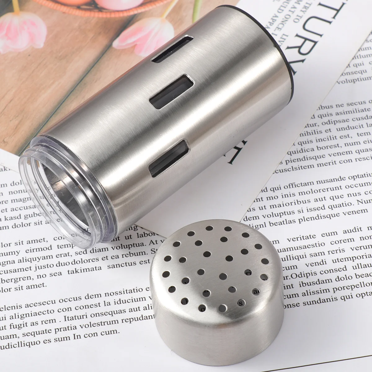 

Stainless Steel Seasoning Pot Spice Jar Condiment Storage Tin Kitchen Pepper Powder Container Large Holes Easy Refill Sturdy