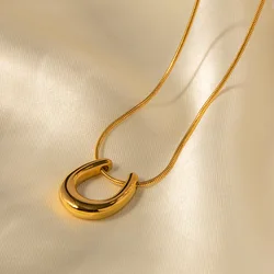 Yori Stainless Steel Chain U-Shaped Pendant Necklace Waterproof Trendy Necklace 18 K Metal Collar ожерелье Gift