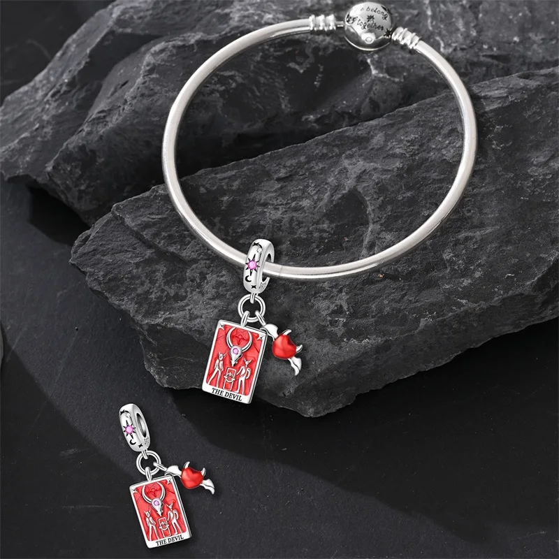 100% 925 Sterling Silver Tarot Collection Pendant DIY Hourglass Beads Fit Pandach Original Bracelet Women Jewelry Birthday Gift