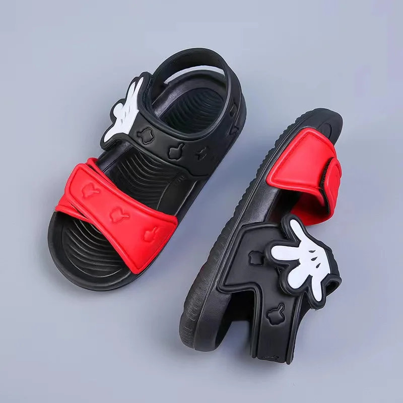 Disney Summer Baby Boy Girl antypoślizgowe buty na plażę dziecięce sandały rekin rysunkowy delfin Spiderman Mickey Mouse miękkie kapcie dziecięce