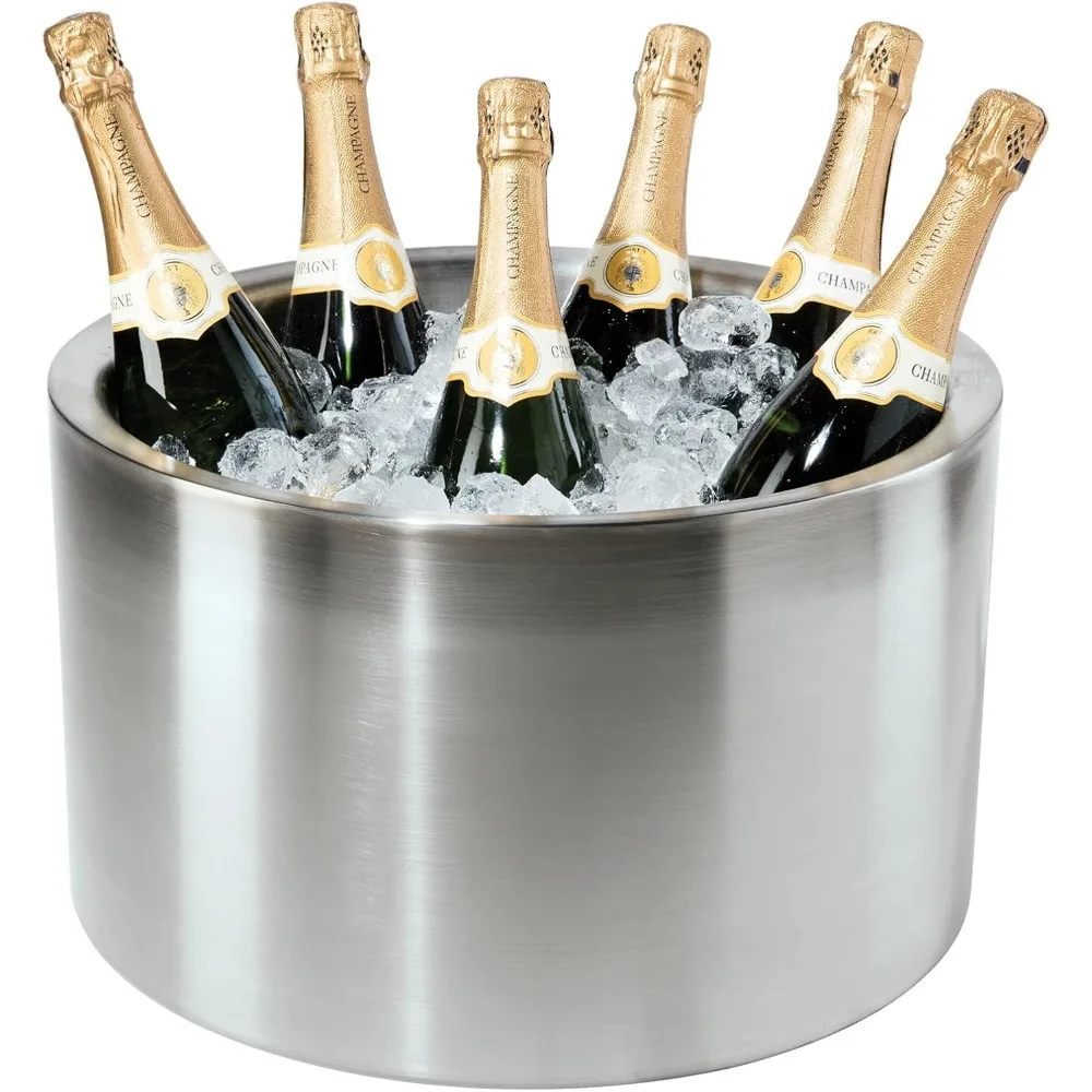 Jumbo Stainless Steel Double Wall Party Tub - Holds up to 12 bottles of wine or champagne. Size 16.5