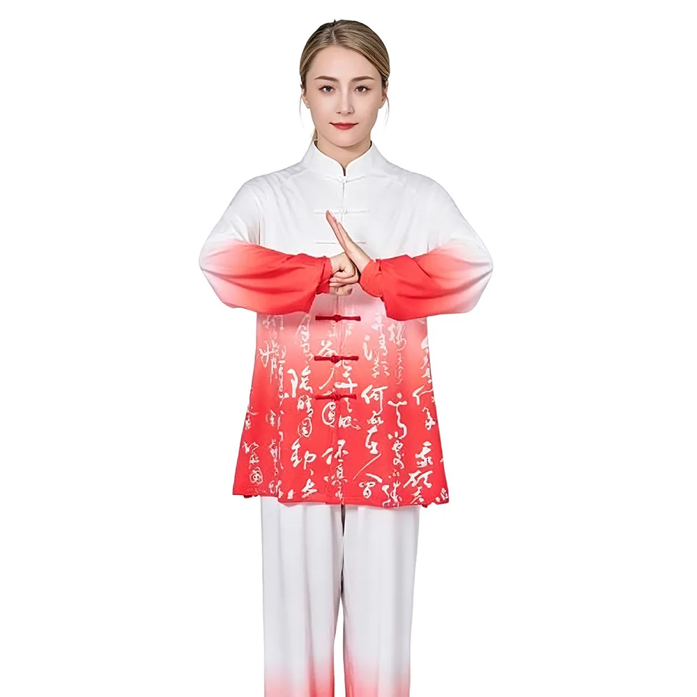 Women Silk Satin Chinese Tai Chi Suit Female Kung Fu Wushu Martial Arts Uniform Wing Chun Jacket Pant Oriental Exercise Clothing