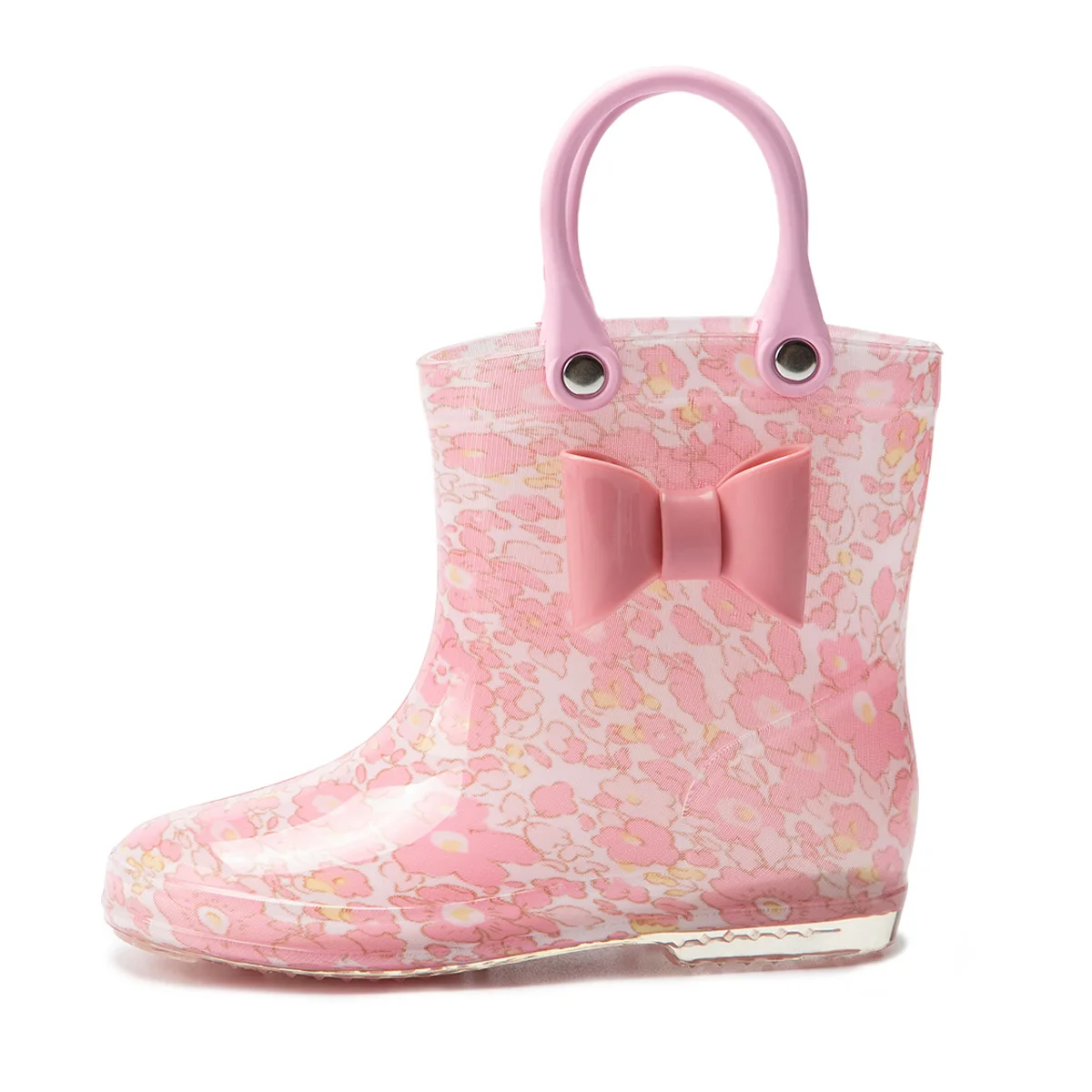 Fashion Handle Rain Boots Kids Bowtie Pink Girls Shoes Waterproof PVC Rainboots Baby New Girls Boots For Kids botte de pluie