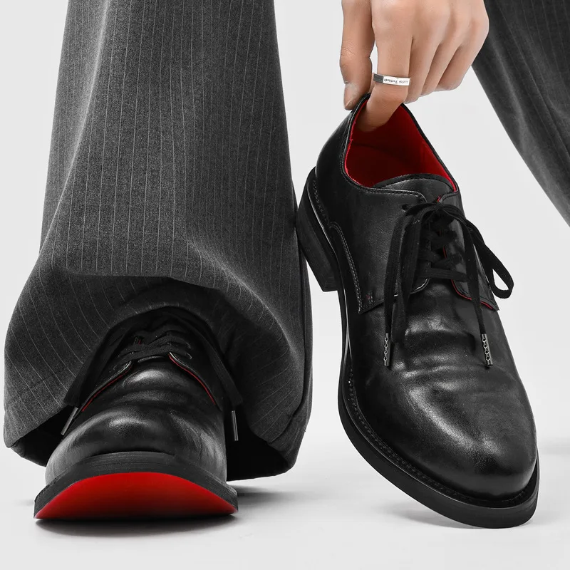 

Мужские кожаные туфли на толстой подошве, в британском стиле, модные, для делового повседневного образа и удобные для поездок на работу.