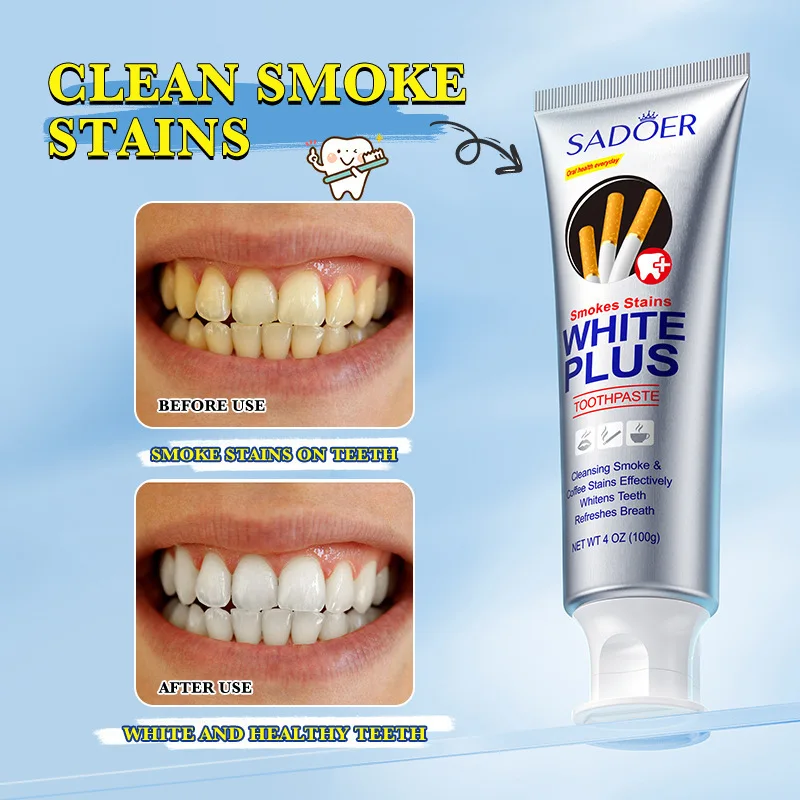 Pasta de dientes blanqueadora, elimina marcas de fumar, ilumina y elimina manchas, aliento fresco, blanquea los dientes