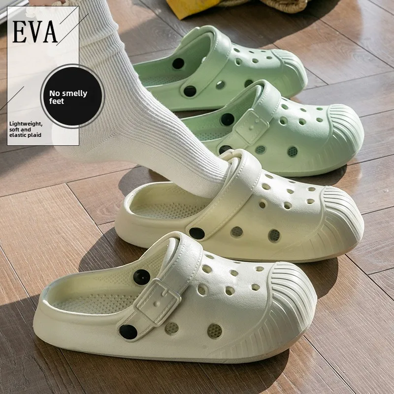 

New women's shell head hole shoes home slippers summer garden shoes outdoor EVA beach waterproof soft casual non-slip slippers