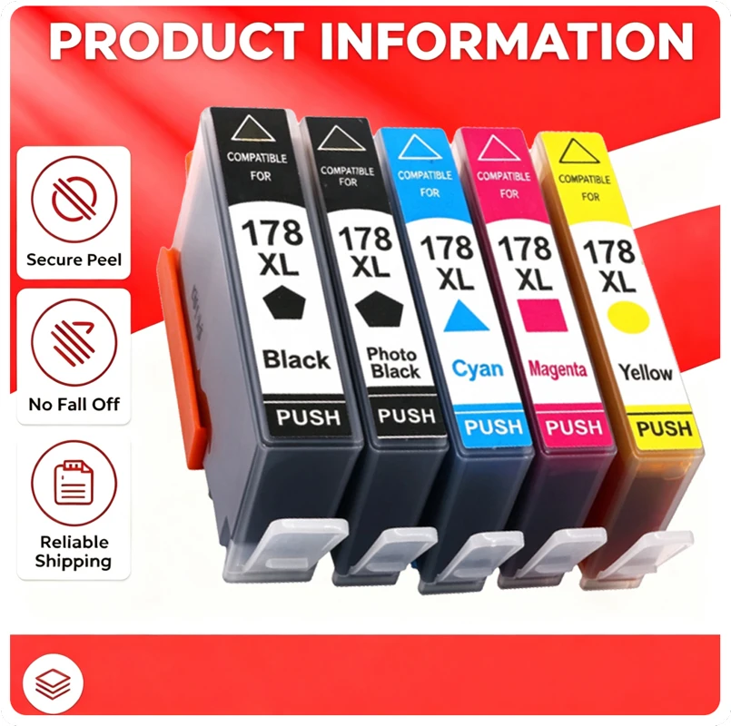1-3set 178 178XL Ink Cartridge Compatible For HP B109 B110 B210 C309 C310 C410 D5468 D5463 D5460 C5380  printers
