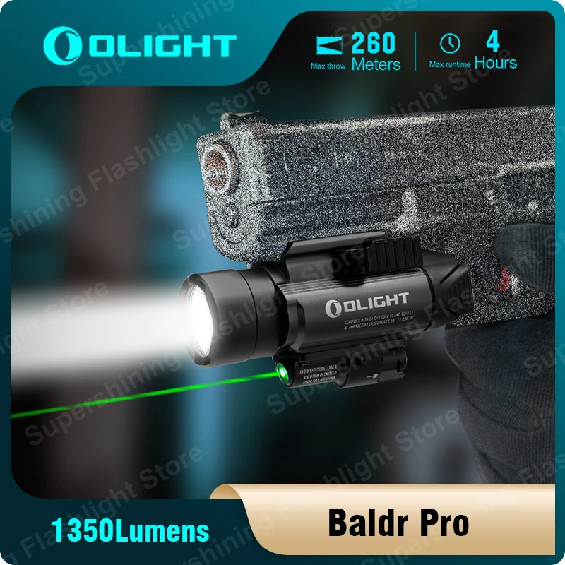 Olight Baldr Pro Flashlight 1350 Lumens Tactical Light Combo ,Waterproof,Battery included