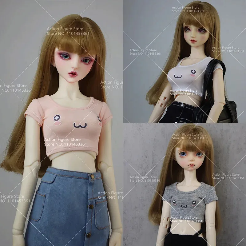 

[High Quality] 1/3 1/4 Sweet and Cute Kawaii Face Printed Slim Sexy Short Style Women's Clothing Top T-shirt for BJD SD Dolls