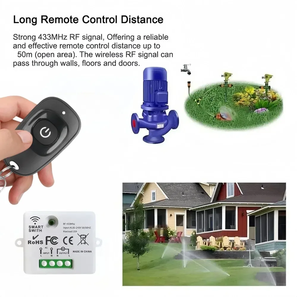 RF433 Remote Control Smart Wireless Lighting Switch 110V 220V Mini Module ON/OFF Transmitter For Led Light Bulb DIY Garage Doors